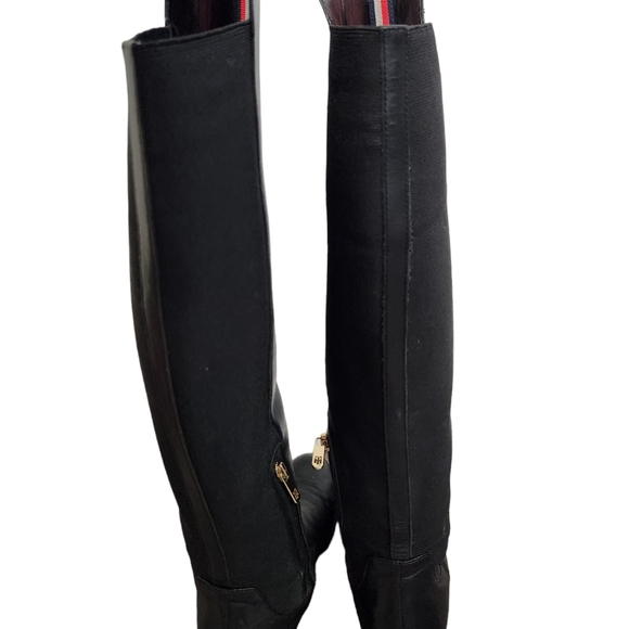 Tommy Hilfiger Twirme Equestrian Leather black tall boots sz 8M like new - Picture 3 of 7